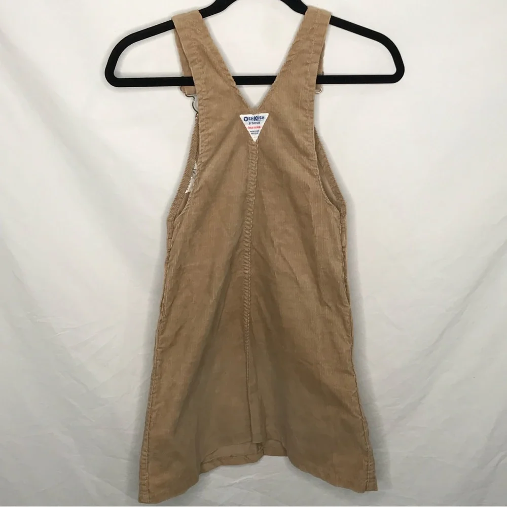 Vintage OshKosh Brown Corduroy Dress Jumper Overalls Pre 1980 USA Made Union Tag